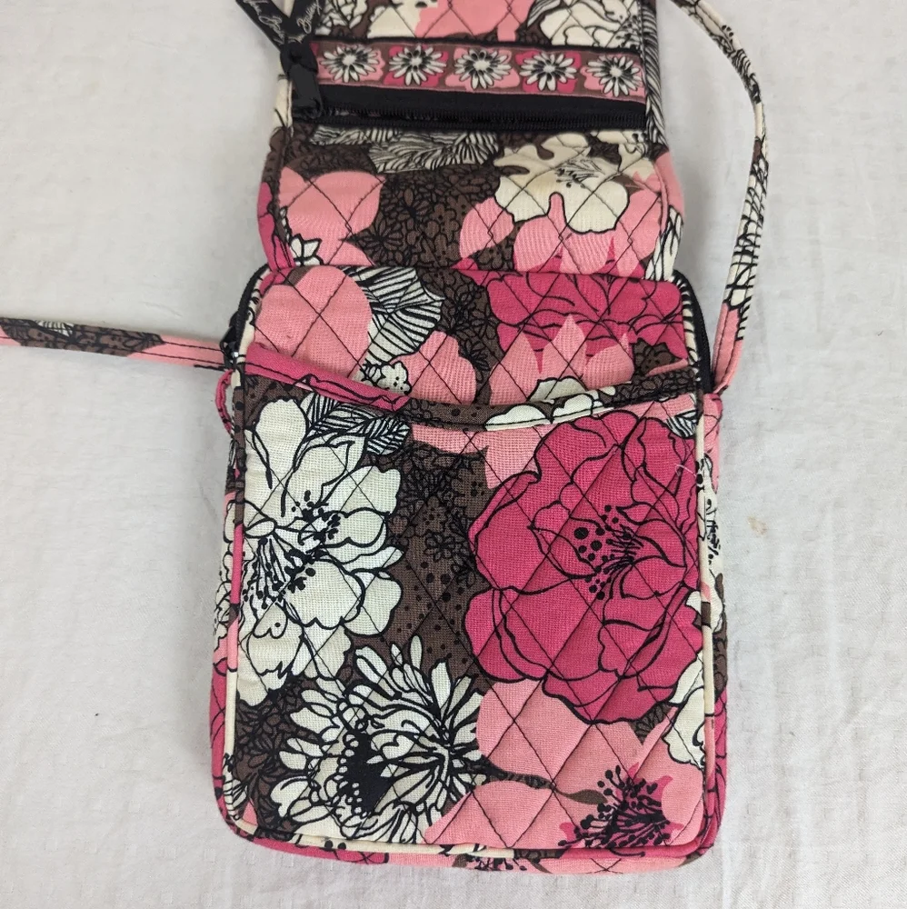 Vera Bradley Pink, Black & White Floral Crossbody Bag - Super Cute!